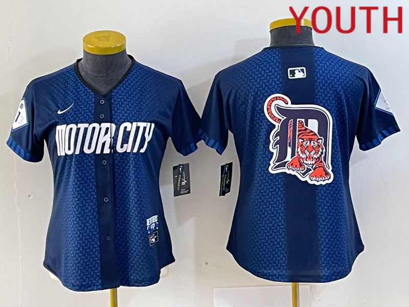 Youth Detroit Tigers Blank Blue City Edition Nike 2024 MLB Jersey style 5->youth mlb jersey->Youth Jersey